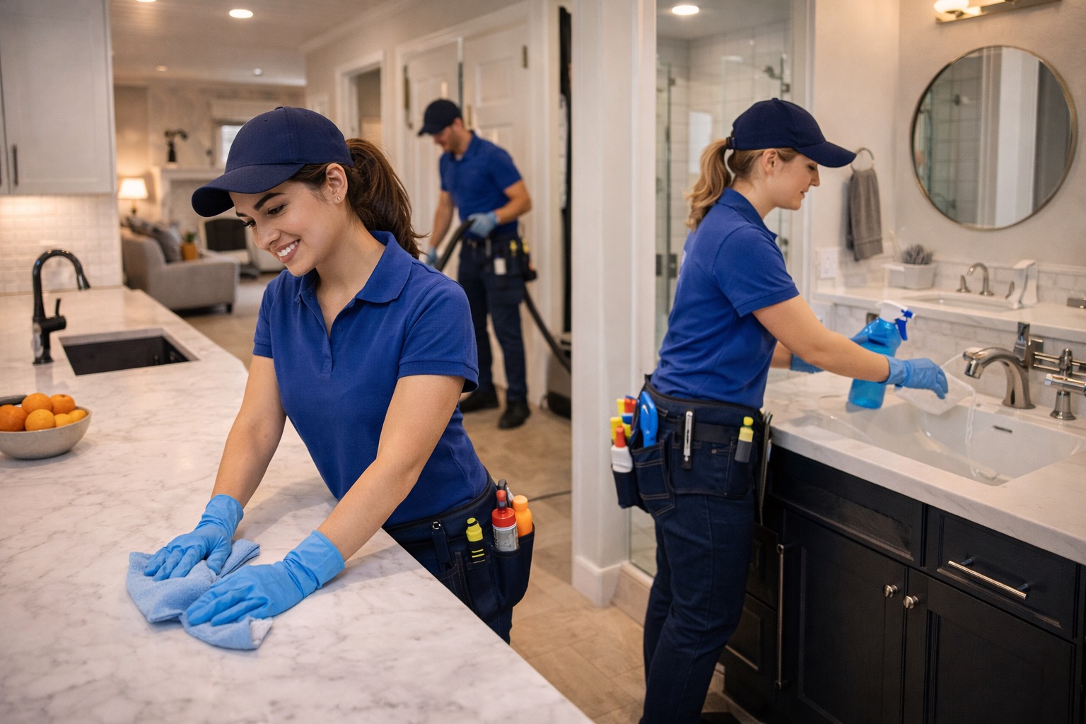 Namų valymas su virtuvės ir vonios kambario priežiūra